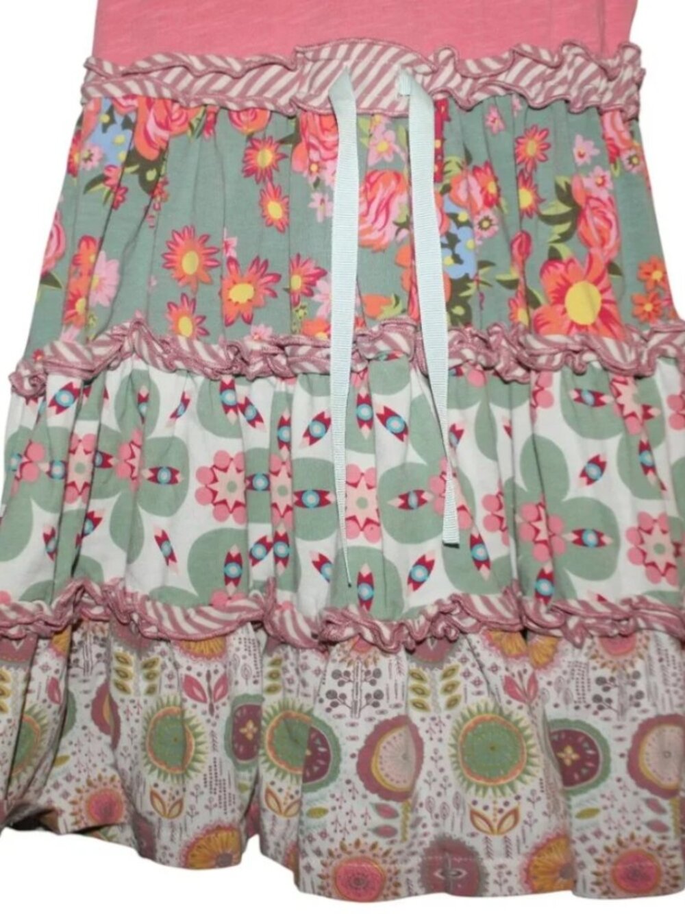 MATILDA JANE Dress Sz 4 Stretch Sundress Girls Patchwork Ruffles Buttons - Picture 4 of 8